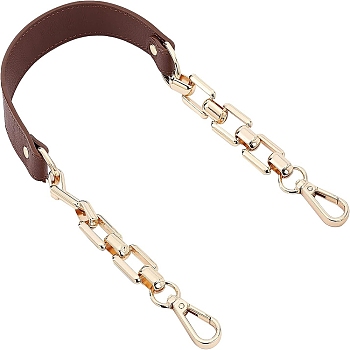 Imitation Leather Bag Handles, with Alloy Swivel Clasps, for Bag Straps Replacement Accessories, Coconut Brown, 58.5x3.1cm