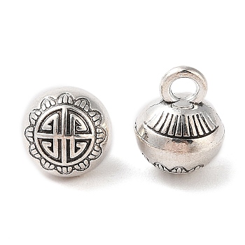 Tibetan Style Alloy Charms, Cadmium Free & Lead Free, Round, Antique Silver, 12x9.5mm, Hole: 2.4mm, about 393pcs/1000g