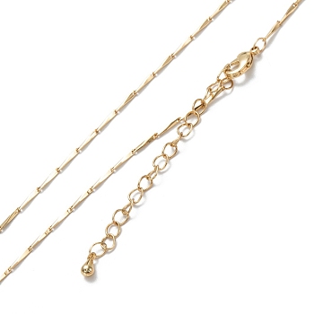 Brass Bar Link Chain Necklaces, Long-Lasting Plated, Real 18K Gold Plated, 16.14 inch(41cm)