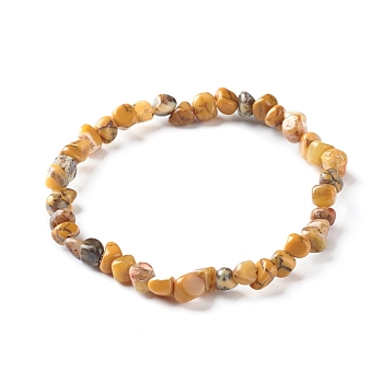 Natural Moss Agate Chip Beads Bracelet for Girl Women, Stone Stretch Bracelet, Inner Diameter: 1-7/8~2-1/4 inch(4.9~5.8cm)