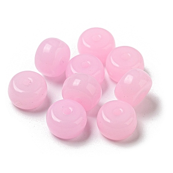 Opaque Acrylic Bead, Rondelle, Pearl Pink, 8x5mm, Hole: 1.6mm