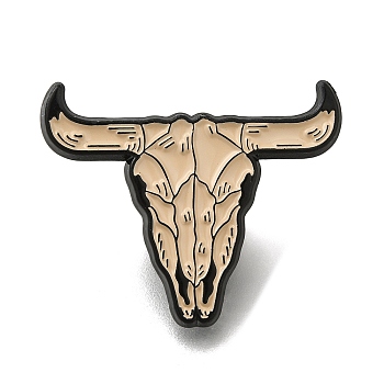 Cowboy Safety Enamel Pins, Black Alloy Badge for Suit Shirt Collar, Men/Women, Cattle, 25x31x1.5mm