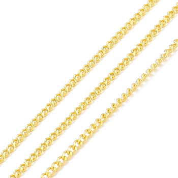 Brass Curb Chains, Long-Lasting Plated, with Spool, Cadmium Free & Lead Free, Soldered, Real 18K Gold Plated, 3x2x1mm, about 32.8 Feet(10m)/roll