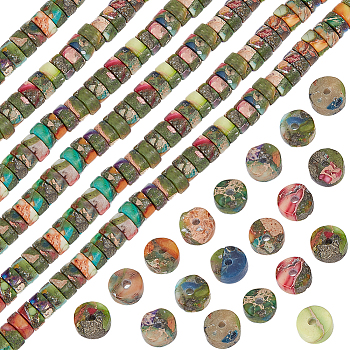 1 Strand Natural Imperial Jasper Beads Strands, Dyed & Heated, Heishi Beads, Flat Round/Disc, Colorful, 4~4.5x2mm, Hole: 1mm, about 180pcs/strand, 16 inch