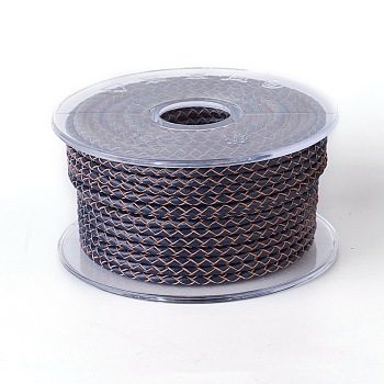 Braided Cowhide Cord, Leather Jewelry Cord, Jewelry DIY Making Material, Prussian Blue, 3mm, about 5.46 yards(5m)/roll