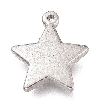 304 Stainless Steel Pendants,  Star, Stainless Steel Color, 15x13.5x2.5mm, Hole: 1mm