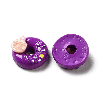 Opaque Resin Imitation Food Decoden Cabochons, Donut, Purple, 19~20x8~10.5mm