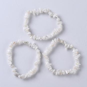 Natural White Moonstone Stretch Bracelets, Nuggets, 2-1/8 inch(5.5cm)