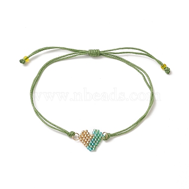 Handmade Japanese Seed Heart Link Bracelets(BJEW-MZ00011)-2