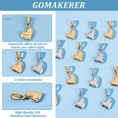 Gomakerer 12 Stück 2 Farben 304 Edelstahlanhänger(STAS-GO0001-05)-5