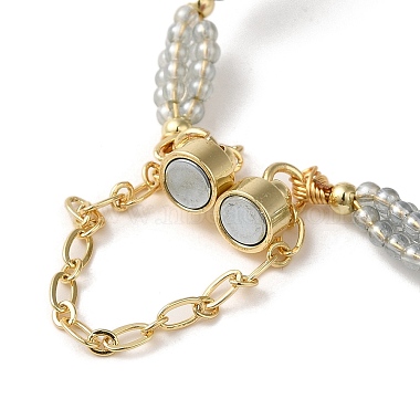 Natural Pearl & Glass Beaded Link Bracelets(BJEW-C051-42G)-3
