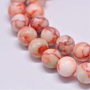 Natural Red Netstone Beads Strands, Round, Orange, 6mm, Hole: 1mm, about 62pcs/strand, 15.1 inch(G-F352-6mm)