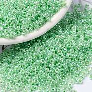 MIYUKI Round Rocailles Beads, Japanese Seed Beads, (RR520) Mint Green Ceylon, 8/0, 3mm, Hole: 1mm, about 19000~20500pcs/pound(SEED-G008-RR0520)