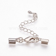 Brass Chain Extender, with Alloy Teardrop Charms, Cadmium Free & Nickel Free & Lead Free, Platinum, 32mm(PALLOY-N0064-P-NR)