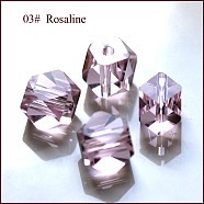 Imitation Austrian Crystal Beads, Grade AAA, Faceted, Cornerless Cube Beads, Pink, 6x5.5x5.5mm, Hole: 0.7~0.9mm(SWAR-F084-6x6mm-03)
