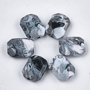 Acrylic Beads, Imitation Gemstone Style, Two Tone, Faceted, Rectangle, Slate Gray, 24x18.5x8.5mm, Hole: 3mm, about 175pcs/500g(OACR-S031-03A)