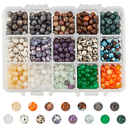 750Pcs 15 Styles Natural & Synthetic Gemstone Beads Set, Round, Mixed Dyed and Undyed, 6~7mm, Hole: 0.8~1mm, 50pcs/style(G-NB0003-86)