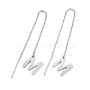 304 Stainless Steel Stud Earrings, Hypoallergenic Earrings, Ear Threads, Alphabet, Letter.M, 107~112x1mm, Pin: 15x0.7mm, letter: 11x10.5x0.5mm(EJEW-L205-01M)