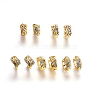 304 Stainless Steel Hoop Earrings, with Rhinestone, Golden, 12.2~13.8x5.5~7mm, Pin: 0.8~1mm(EJEW-L209-02G)