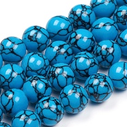 Synthetic Turquoise Beads Strands, Dyed, Round, Deep Sky Blue, 6mm, Hole: 0.8mm, about 62pcs/strand, 15.7 inch(40cm)(TURQ-G832-01-6mm)