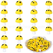 20Pcs Mushroom Silicone Focal Beads, Chewing Toy Accessoies for Teethers, DIY Nursing Necklaces Making, Yellow, 18mm, Hole: 2mm(JX901J)