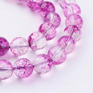 Natural Crackle Quartz Beads Strands, Dyed, Round, Orchid, 12mm, Hole: 1mm, about 16pcs/strand, 8 inch(G-K084-12mm-06B)