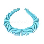 Synthetic Turquoise Graduated Spike Beads Strands, Tusk Shape, Dark Turquoise, 20~49x4.5~5mm, Hole: 1.2mm, about 99pcs/strand, 16.9~17.7 inch(43~45cm)(G-F604-10E)