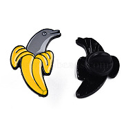 Banana Dolphin Enamel Pin, Electrophoresis Black Plated Alloy Badge for Backpack Clothes, Nickel Free & Lead Free, Gold, 28x17mm, Pin: 1.2mm(JEWB-N007-269)