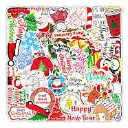 Christmas Waterproof PVC Plastic Sticker Labels, Self-adhesion, for Suitcase, Skateboard, Refrigerator, Helmet, Mobile Phone Shell, Christmas Themed Pattern, Mixed Color, 50~80mm, 50pcs/set(STIC-PW0003-50C)