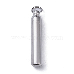Openable 304 Stainless Steel Urn Ashes Pendants, Column Charm, Stainless Steel Color, 30x5.5mm(STAS-D097-14P)