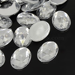 Imitation Taiwan Acrylic Rhinestone Cabochons, Faceted, Flat Back Oval, Clear, 18x13x4mm, about 500pcs/bag(GACR-A008-13x18mm-01)