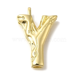 Rack Plating Brass Pendants, Glass Charms, Long-Lasting Plated, Cadmium Free & Lead Free, Real 18K Gold Plated, Letter Y, 26x17x4.8mm, Hole: 2.5x2.8mm(KK-I721-02G-Y)