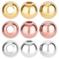 30Pcs 3 Colors 925 Sterling Silver Spacer Beads, Round, Mixed Color, 4mm, Hole: 2mm, 10Pcs/color(STER-BBC0001-30)