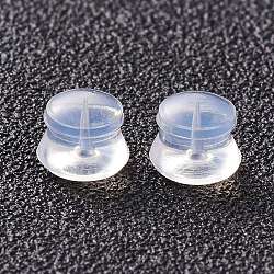 Silicone Ear Nuts, Earring Backs, for Stud Earring Making, Clear, 5.5x4.5mm, Hole: 1mm(X-SIL-K001-01A)