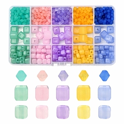 705Pcs 15 Style Imitation Jelly Acrylic Beads, Cone & Cube, Mixed Color, 6~11.5x6~11x5.5~11mm, Hole: 1.5~2.5mm(MACR-YW0001-78)