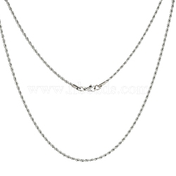 Twisted Stainless Steel Rope Chain Necklace Making, with Lobster Clasps, Size: about 20 inch(51cm) long, 2mm wide(X-NJEW-507L-10)