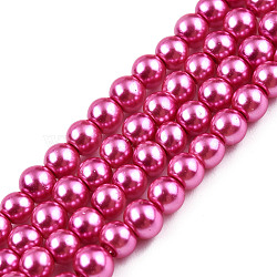Baking Painted Glass Pearl Bead Strands, Pearlized, Round, Medium Violet Red, 3~4mm, Hole: 0.5mm, about 195pcs/strand, 23.6 inch(HY-Q003-3mm-10)