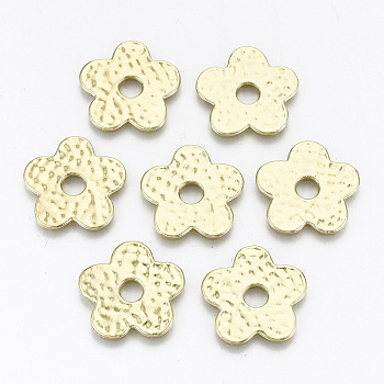 Rack Plating Hammered Alloy Spacer Beads, Cadmium Free & Nickel Free & Lead Free, Flower, Light Gold, 19.5x20.5x1.2mm, Hole: 4.5mm