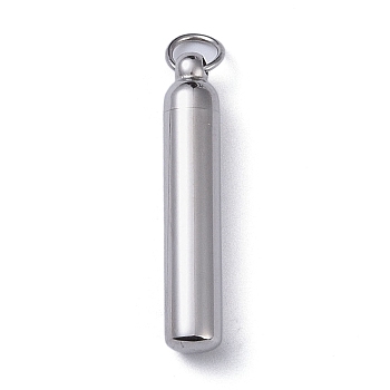 Openable 304 Stainless Steel Urn Ashes Pendants, Column Charm, Stainless Steel Color, 30x5.5mm
