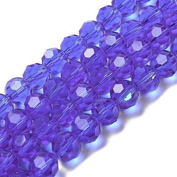 Transparent Glass Beads, Faceted(32 Facets), Round, Mauve, 10mm, Hole: 1.8mm, about 66~68pcs/strand, 24.02~24.13 inch(61~61.3cm)