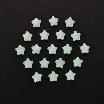 20Pcs Imitation Jade Glass Beads, Star, Lawn Green, 8x8.5x4mm, Hole: 1mm