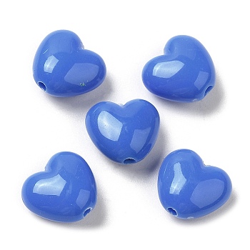 Opaque Acrylic Beads, Heart, Royal Blue, 9x9.5x5.5mm, Hole: 1.5mm, about 1650pcs/500g