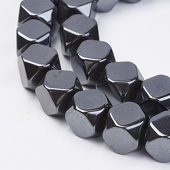 Non-magnetic Synthetic Hematite Beads Strands, Faceted, Cube, 10x10x10mm, Hole: 1mm, about 40pcs/strand, 15.55 inch