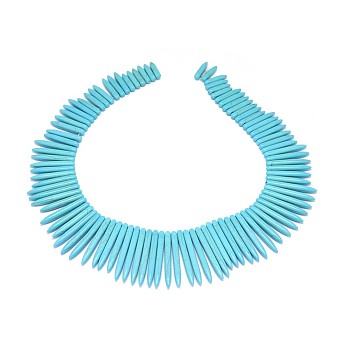 Synthetic Turquoise Graduated Spike Beads Strands, Tusk Shape, Dark Turquoise, 20~49x4.5~5mm, Hole: 1.2mm, about 99pcs/strand, 16.9~17.7 inch(43~45cm)
