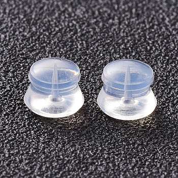 Silicone Ear Nuts, Earring Backs, for Stud Earring Making, Clear, 5.5x4.5mm, Hole: 1mm