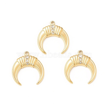 Real 18K Gold Plated Horn Stainless Steel+Rhinestone Pendants