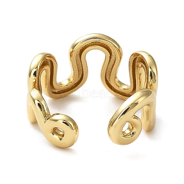 Rack Plating Brass Twist Wave Open Cuff Rings for Women(RJEW-Q777-07G)-3