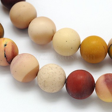 Chapelets de perles en mokaite naturel rondes dépolies(G-N0166-65-8mm)-2