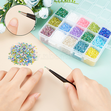 Nbeads 300g 15 Colors 11/0 Two Cut Glass Seed Beads(SEED-NB0001-28)-3