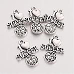 Tibetan Style Zinc Alloy Pendants, Sports Charms, FootBall/Soccer Ball with Word, Lead Free & Cadmium Free, Antique Silver, 22x16.7x2mm, Hole: 1.5mm, about 333pcs/500g(TIBEP-R334-375AS-RS)